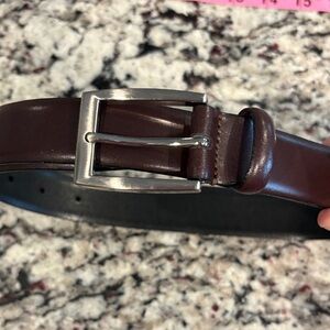 Jos. A. Bank Dark Brown Leather Belt with Silver Buckle